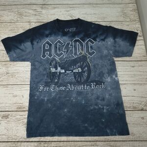 Liquid Blue Tie Dye ACDC For Those About To Rock T Shirt Size Medium